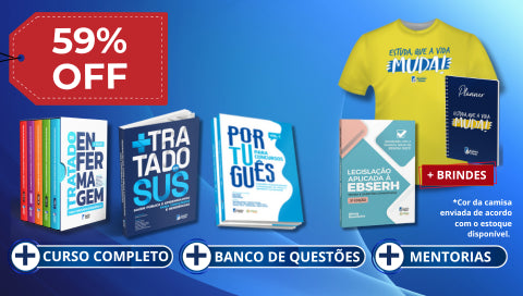COMBO ENFERMAGEM: Livros - Novo Tratado de Enfermagem (2ª edição), Tratado do SUS, Português e Leg. EBSERH (Brinde) + Curso Completo (Online)